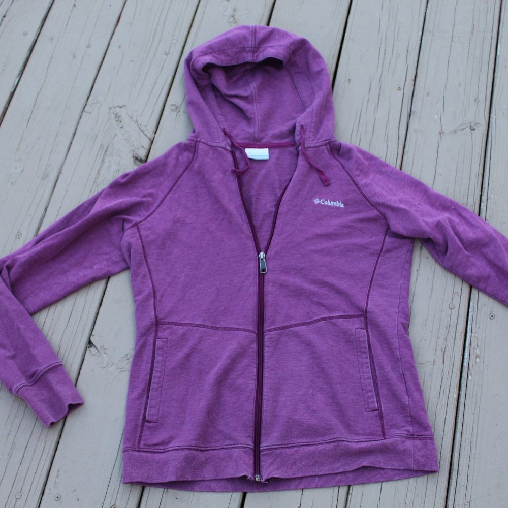 COLUMBIA Cotton Blend Zip Up Hoodie Purple Sz M